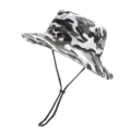 Tarnfarben Bucket Hat Outdoor Sonnenschutz Wanderfischfangmütze mit verstellbarem Kinnriemen - Grau Tarnung