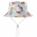 Kinder Cartoon Dinosaurier Print Sonnenhut Detail, reine Baumwolle mit verstellbarem Kinnriemen. - 50cm / Weiß
