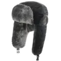 Winddichte Winter-Trapper-Mütze mit warmem Kunstfell und Ohrklappen für Outdoor Sport. - Einheitsgröße / Schwarz + Einfacher Stil