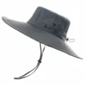 Unisex Sommer Outdoor Wandern Sonnenhut Wasserdichte breite Krempe atmungsaktive Angelmütze - Grau