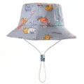Kinder Baumwolle Sonnenhut mit niedlichem Dino-Druck, Sonnenschutz Outdoor Anglerhut für Kind. - 50cm / Hellblau