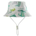 Kinder Baumwoll Sonnenhut mit Krokodil Motiv, bequemer Sommer Anglerhut für Outdoor. - 50cm / Weiß