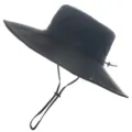 Wasserdichter Outdoor Sonnenhut mit breiter Krempe und Mesh für Wandern und Angeln. - Schwarz