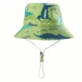 Kinder Baumwoll Anglerhut mit Krokodil Motiv und verstellbarem Kinnriemen für Outdoor. - 50cm / Grün