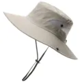 Detailansicht des atmungsaktiven Mesh-Einsatzes und der verstellbaren Kordel am Sonnenhut. - Kinder: 50-54cm / Einfarbig Beige