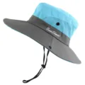 Outdoor sun hat fisherman hat blue grey mesh adjustable strap breathable summer sun protection - Sky Blue & Gray