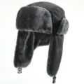 Plus size windproof waterproof ushanka trooper hat with warm ear flaps for winter outdoor. - Black - Plain Hat