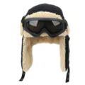Unisex Winter Trapper Mütze mit Skibrille, schwarze winddichte warme Fliegermütze Outdoor. - Einheitsgröße / Schwarz mit Goggles