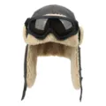 Winter Pilotenmütze mit Skibrille Winddicht Ohrklappen Trapper Hut Warme Skimütze - Einheitsgröße / Grau mit Goggles