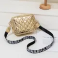 2026 New Metallic Quilted Butterfly Small Square Bag Fashion Crossbody Bag Women Mini - Gold