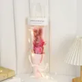 Plush rabbit bouquet gift bag with dried flowers and LED lights for romantic occasions. - Gypsophila Bunny Pink Rose with LED Light and Gift Bag
