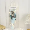 Valentine's Day plush rabbit bouquet with blue soap rose, dried baby's breath and LED lights. - Gypsophila Bunny Blue Rose with LED Light and Gift Bag