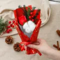 Christmas cotton red berry DIY dried flower bouquet gift box decoration rose gift - Red Rose Cotton Red Berry Bouquet