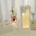 Romantic Valentine gift bouquet with LED lights, sunflower rose flower bag for girlfriend. - 2 Girl Pink Roses + Pink Sunflower with Light Gift Bag
