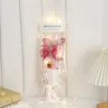 Valentine Gift LED Rabbit Doll Gypsophila Dried Flower Bouquet Transparent Bag Present - Gypsophila Bunny Pink Sunflower with LED Light and Gift Bag
