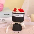 Piccolo bouquet di rose artificiali scatola regalo San Valentino decorazione confezione nera - Rosso