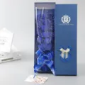 Detail view of 18 blue soap rose bouquet in elegant gift box, perfect romantic gift. - 18 Flowers / 18-Flower Snow Blue