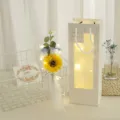 Romantic sunflower rose bouquet gift set with glowing LED light bag for Valentine's Day. - 2 Crushed Ice Blue Roses + Sunflower with Light Gift Bag