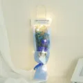 Blue rose soap flower bouquet gift bag with LED lights romantic gift for Valentine birthday - Baby's Breath + 2 Roses [Blue] with Light Gift Bag