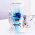 Blue rose soap flower bouquet in clear tote bag romantic gift for valentine day and party - 3 Roses with Gift Bag / Blue