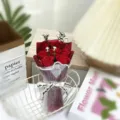 Mini red soap rose bouquet gift box for romantic valentine day and birthday present - Bright Red