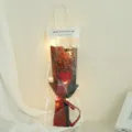 Romantic rose bouquet in clear gift bag with fairy lights, perfect gift for Valentine's Day. - Baby's Breath + 1 Rose [Dark Red] with Light Gift Bag