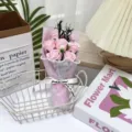 Mini soap rose bouquet detail, pink artificial flower gift for Valentine birthday girlfriend - Light Pink
