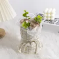 Mini tweed rose soap flower bouquet gift for Valentine's Day, birthday party, romantic home decor. - Cappuccino