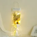 Transparent gift bag sunflower dried flower bouquet with fairy lights for romantic gifts detail view. - Yellow Plaid + Sunflower [with Light Gift Bag]
