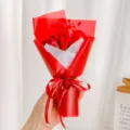 Mini red rose baby's breath dry flower bouquet graduation Qixi Valentine gift box present. - Height approx 16cm / Bright Red