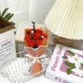 Mini soap rose flower bouquet gift box for valentines day birthday present home decor table. - Orange