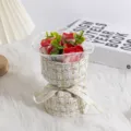 Mini tweed rose soap bouquet with ribbon and delicate foliage details for romantic gifts. - Carlo Red