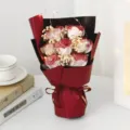 Romantic artificial soap rose flower bouquet with led fairy lights for Valentine's Day gift. - 7 Roses With Lights / Passion Red