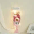 Creative LED light dried flower bouquet gift box for Valentine day and birthday party - Baby's Breath + 1 Sunflower + Pink Rose [with Light Gift Bag]