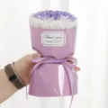 Close-up of the delicate purple soap rose bouquet detail, featuring elegant wrapping and ribbon. - 17*10cm / Lilac Purple