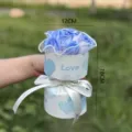 Blue soap rose flower gift box with ribbon for valentine's day anniversary present. - Ice Blue