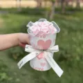 Pink soap rose bouquet gift box for Valentine's day, romantic floral present for loved ones. - Light Pink