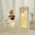 Valentine's day artificial rose flower bouquet gift set with led lights and paper bag for romantic events - 3 Roses Passion Red with Light Window Bag