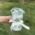 Green soap rose bouquet gift for valentine day, romantic heart wrapped floral present. - Scottish Green
