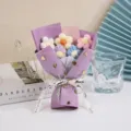 Handmade knitted mini flower bouquet crochet daisy gift for romantic home decor and surprise. - Purple