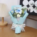 Handcrafted crochet knitted rose flower bouquet romantic gift for Valentine day parties. - Blue Rose