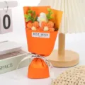 Mini knitted wool crochet flower bouquet creative gift for graduation or festival celebration - Height approx 15cm / Orange
