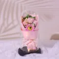Glass dome eternal rose soap flower gift for Valentine's Day birthday romantic home decor. - Pink