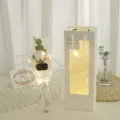LED rose flower bouquet with gift bag romantic Valentine's Day gift for girlfriend and wife - 3 Roses Girl Pink with Light Window Bag