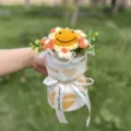 Handcrafted crochet sunflower bouquet in gift box, cute knitted flower gift for lovers. - 6-Flower Bouquet / Smiling Sunflower