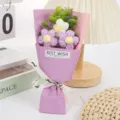 Handmade mini crochet flower bouquet cute knitted gift for graduation Valentine day - Height approx 15cm / Purple
