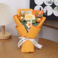 Handmade crochet knitted flower bouquet romantic gift for Valentine's Day decoration home - Yellow Rose