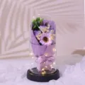 Detail view of eternal soap flower glass dome with LED lights, perfect romantic gift. - Lilac Purple