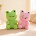 Lindo par de ranas de peluche, suave juguete de animal en verde y rosa, encantadora decoración. - Figura de rana / 20cm