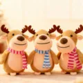 Cute Christmas reindeer plush toy with striped scarf, soft stuffed animal doll for kids gift. - Christmas Reindeer / 19cm